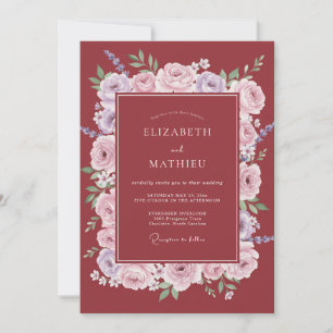 Convite Casamento Floral Divino Marsala