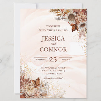 Convite Casamento Floral do Autumn Watercolor