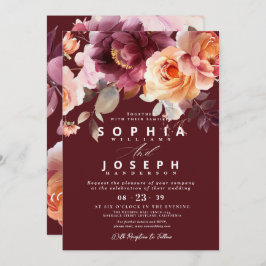 Convite Casamento Floral do Buquê Burgundy