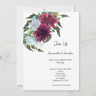 Convite Casamento Floral do Código QR de Código LGBGQ Gay 