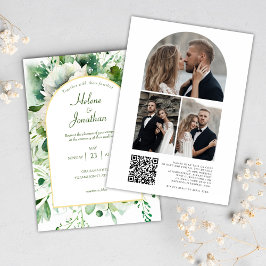 Convite Casamento Floral do Código QR do Código de Foto Ve