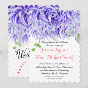 Convite Casamento floral do crisântemo roxo da aguarela