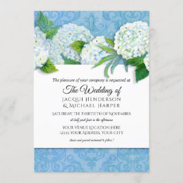 Convite Casamento Floral do Elegante Damask Sky Blue Hydra
