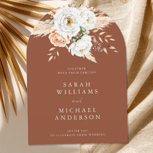 Convite Casamento Floral do Elegante Orange Terracotta