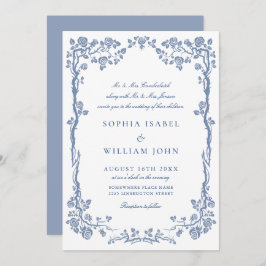 Convite Casamento Floral do Jardim Azul do Elegante Barroc