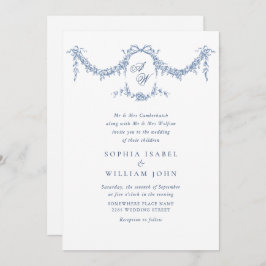Convite Casamento Floral do Jardim Azul do Elegante Barroc