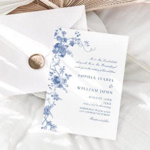 Convite Casamento Floral do Jardim Azul do Elegante Barroc
