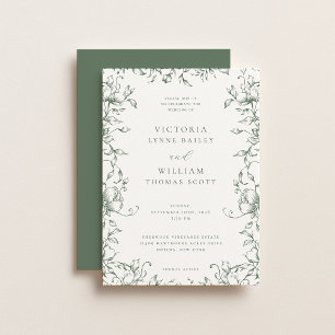Convite Casamento Floral do Jardim Verde Sage