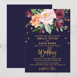 Convite Casamento floral do outono