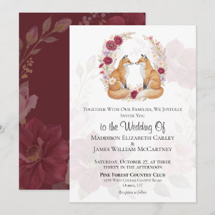 Convite Casamento Floral do outono de Fox Reprodutor