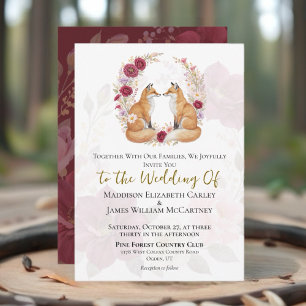 Convite Casamento Floral do outono de Fox Reprodutor