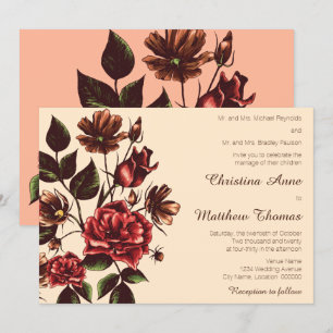 Convite Casamento floral do outono e da queda