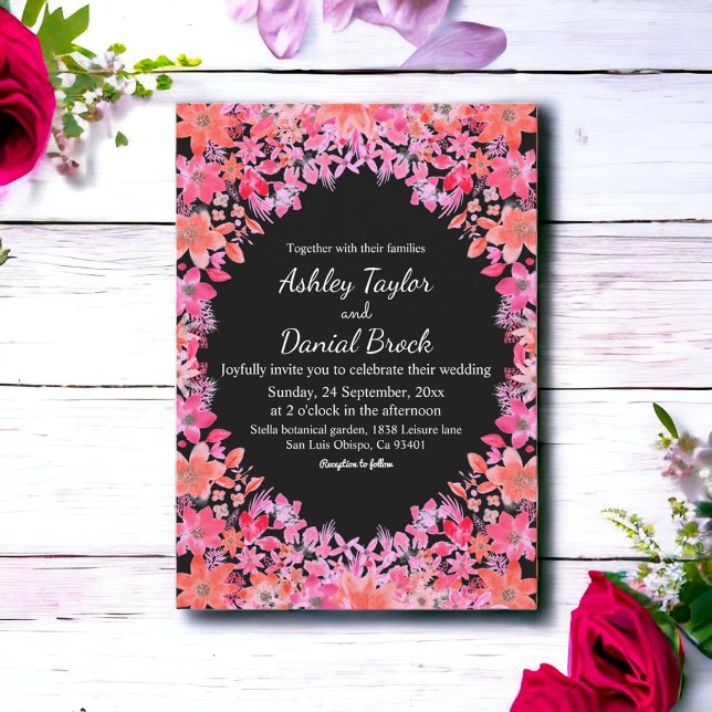 Convite Casamento Floral do País das Flores Românticas Bla (Criador carregado)