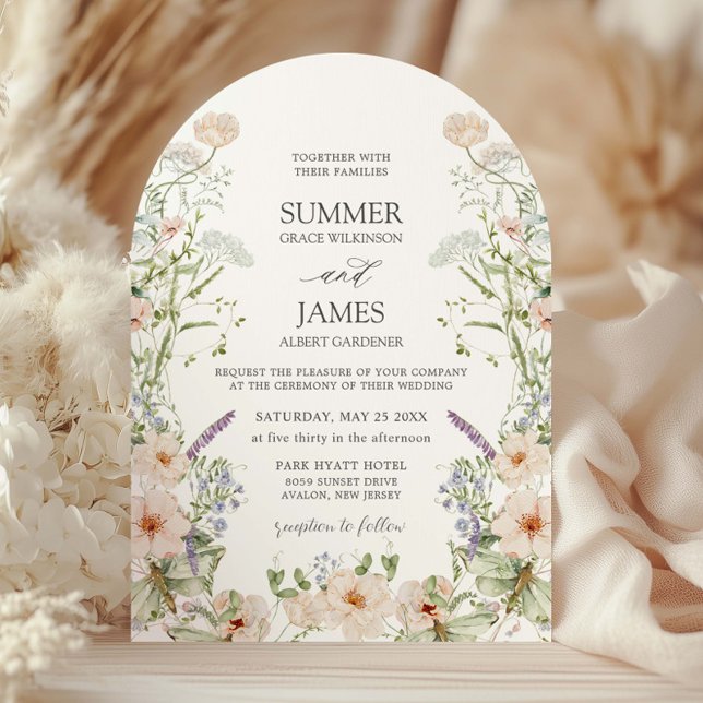 Convite Casamento Floral do Pastel Boho Chic Wildflower (Criador carregado)