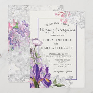 Convite Casamento floral do primavera da íris