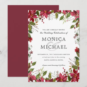 Convite Casamento floral do quadro do inverno do Natal de