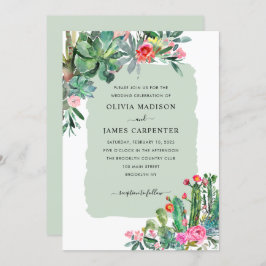 Convite Casamento Floral do Suculente Cactus Greenery