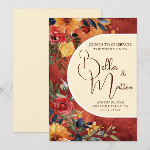 Convite Casamento Floral do Sun Boho Terracotta
