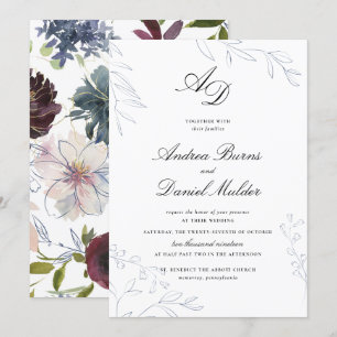 Convite Casamento floral do tom temperamental da jóia