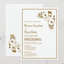 Casamento Floral Dourado de Cerimônia e Recepção