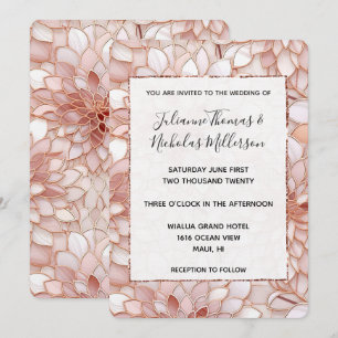 Convite Casamento Floral Dourado de Pearl Rosa