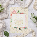 Convite Casamento Floral Dourado do Jardim<br><div class="desc">Convite de casamento elegante para o casal moderno com um buquê floral romântico de cor d'água em design de ouro e papel marfim. Uma borda quadrada de folha de ouro falsa no centro da carta guarda os detalhes do seu casamento em uma fonte de bloco moderno, coordenando a tinta dourada....</div>