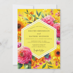 Convite Casamento Floral Dourado em Flor