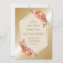 Casamento Floral Dourado Laranja Rosa Floral