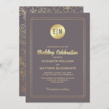 Casamento Floral Dourado Mocha Escuro