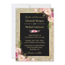 Casamento Floral Dourado Moderno Shiny Sparkles