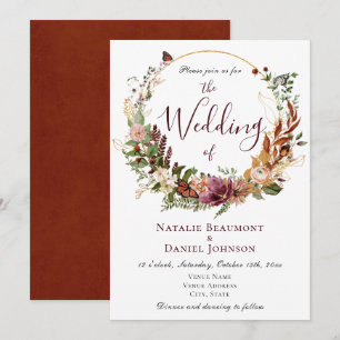 Convite Casamento Floral e Botânico Rustic Fall