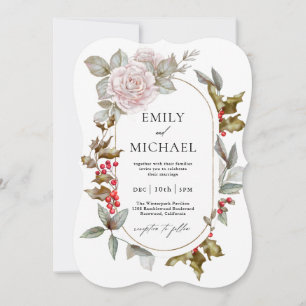 Convite Casamento Floral e Sempre-Verdes Romântico de Inve