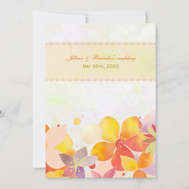 Convite Casamento Floral Elegance MidSummer (Frente)