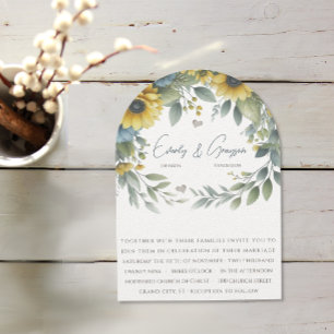 Convite Casamento Floral Elegância Amarelo & Azul Aquarela