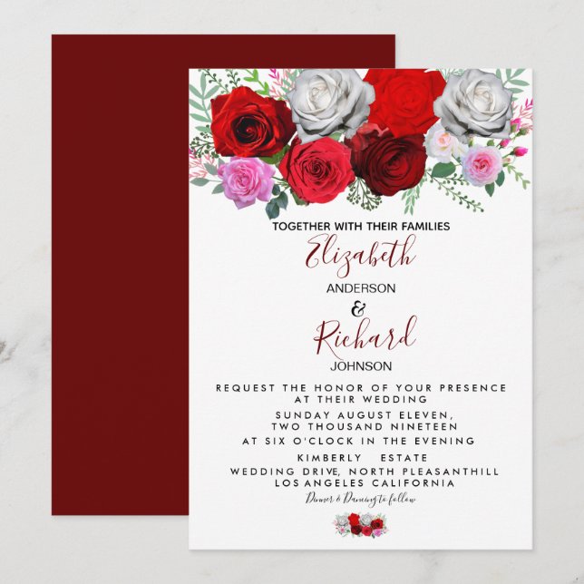 Convite Casamento Floral Elegante (Frente/Verso)