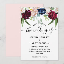 Convite Casamento Floral Elegante Aquarela Rústica