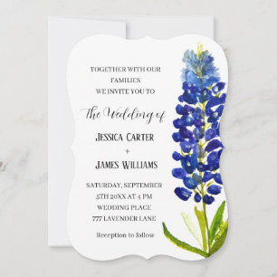 Convite Casamento Floral Elegante Bluebonnet Texas Waterco