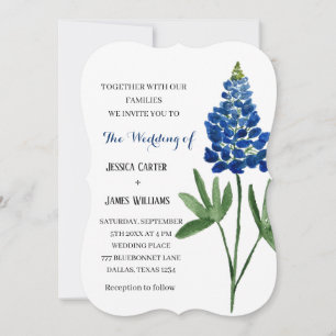 Convite Casamento Floral Elegante Bluebonnet Texas Waterco