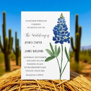Convite Casamento Floral Elegante Bluebonnet Texas Waterco