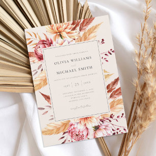 Convite Casamento Floral Elegante Boho Chic