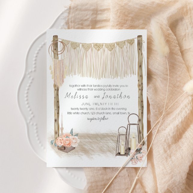 Convite Casamento Floral Elegante Boho Rosa Moderno (Criador carregado)