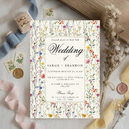 Convite Casamento Floral Elegante Bordadura Botânica Vinta