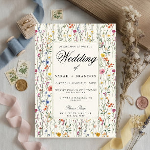Convite Casamento Floral Elegante Bordadura Botânica Vinta