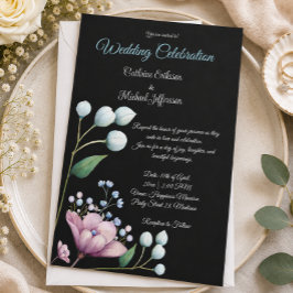 Convite Casamento Floral Elegante com Romance Botânico Sua