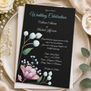 Convite Casamento Floral Elegante com Romance Botânico Sua