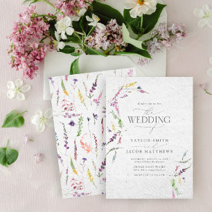 Convite Casamento Floral Elegante de Aquarela de Flores Si