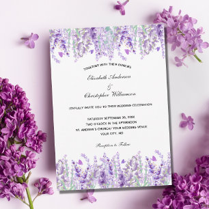 Convite Casamento Floral Elegante de Aquarela lavanda