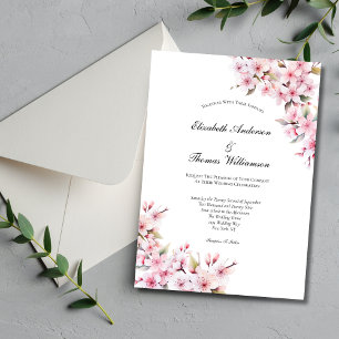 Convite Casamento Floral Elegante de Cerejeira Rosa Sakura