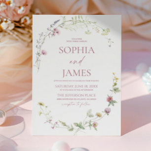 Convite Casamento Floral Elegante de Flores Silvestres em 
