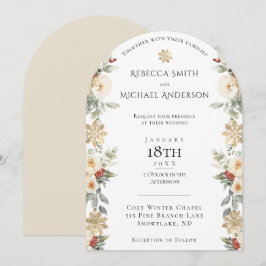 Convite Casamento Floral Elegante de Inverno em Arco